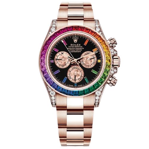 Rolex Daytona Rainbow 116595RBOW: Black Dial, Diamond Bezel, Oyster Bracelet, Rose Gold Watch